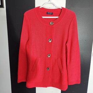St James Red Button-Up Women's Sweater